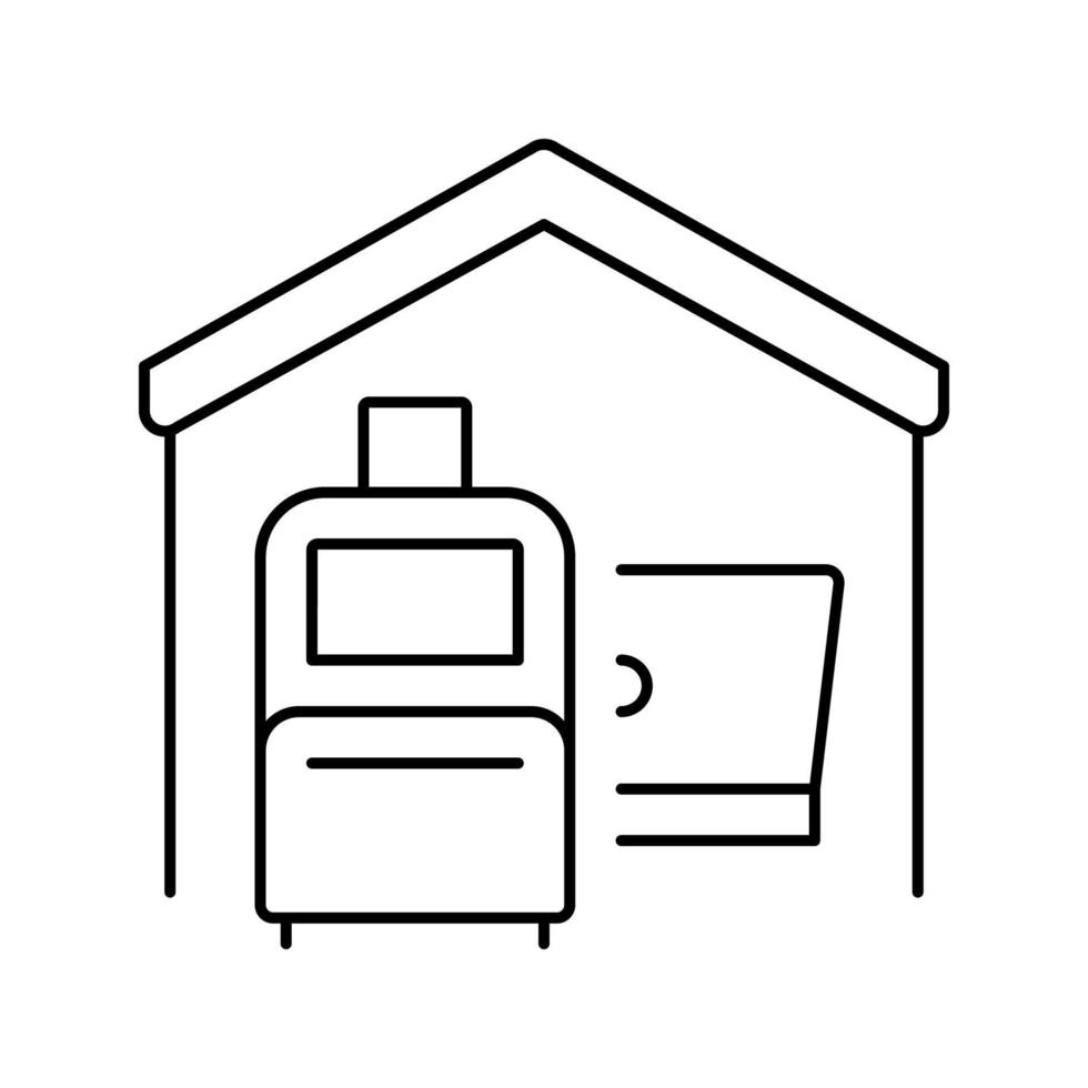 bagages et ordinateur portable dans l'illustration vectorielle de l'icône de la ligne de la maison vecteur