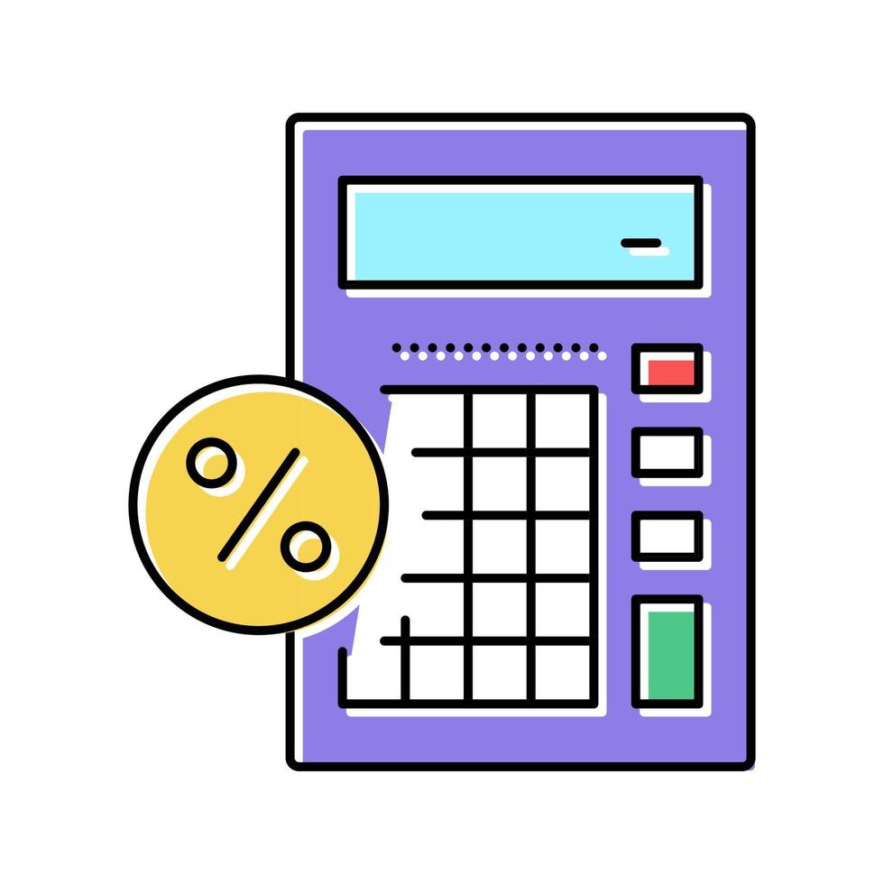 calcul du pourcentage de prêt couleur icône illustration vectorielle vecteur