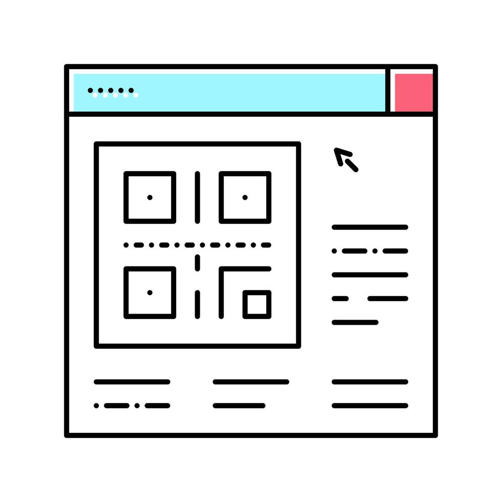 illustration vectorielle d'icône de couleur de code qr en ligne isolée vecteur