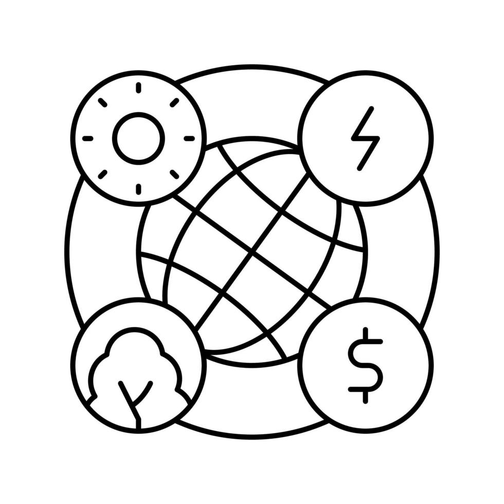 illustration vectorielle de l'icône de la ligne de l'économie circulaire vecteur