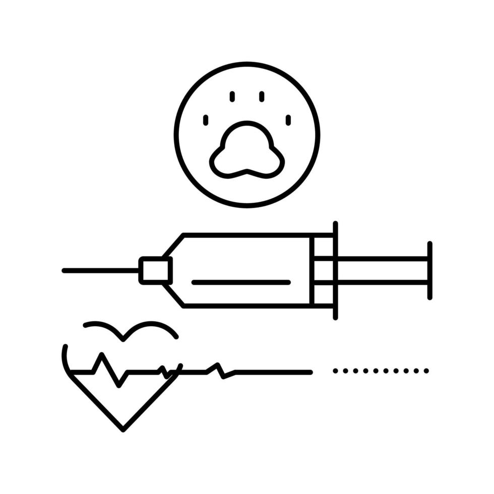 illustration vectorielle de l'icône de la ligne d'euthanasie pour animaux de compagnie vecteur