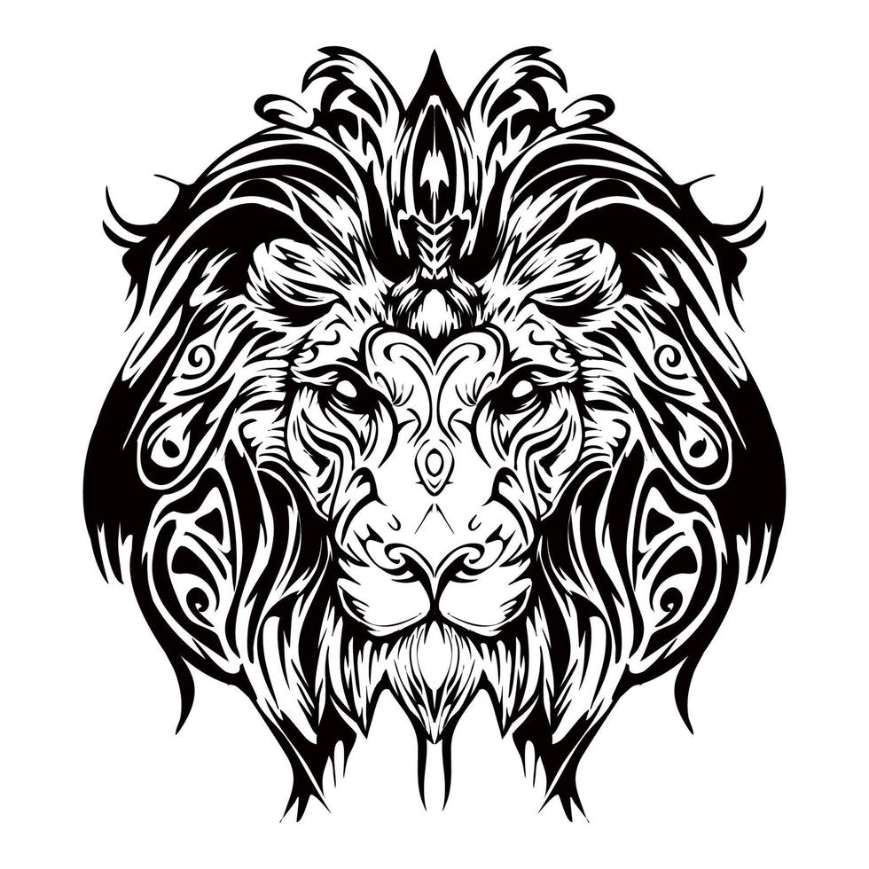 dessin de contour de silhouette de tête de lion vecteur