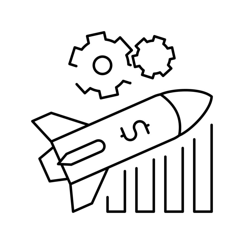 lancer l'illustration vectorielle de l'icône de la ligne de fusée financière vecteur