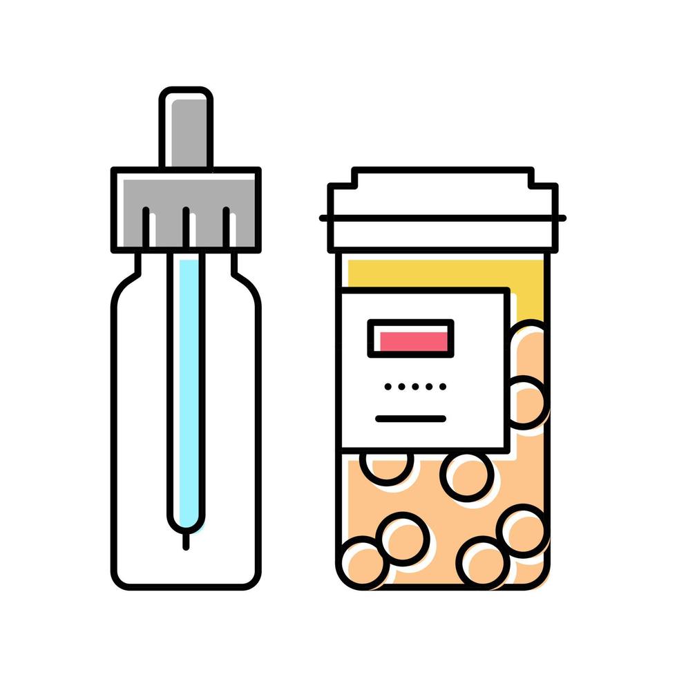 paquet d'homéopathie vitaminique avec illustration vectorielle d'icône de couleur de pipette vecteur