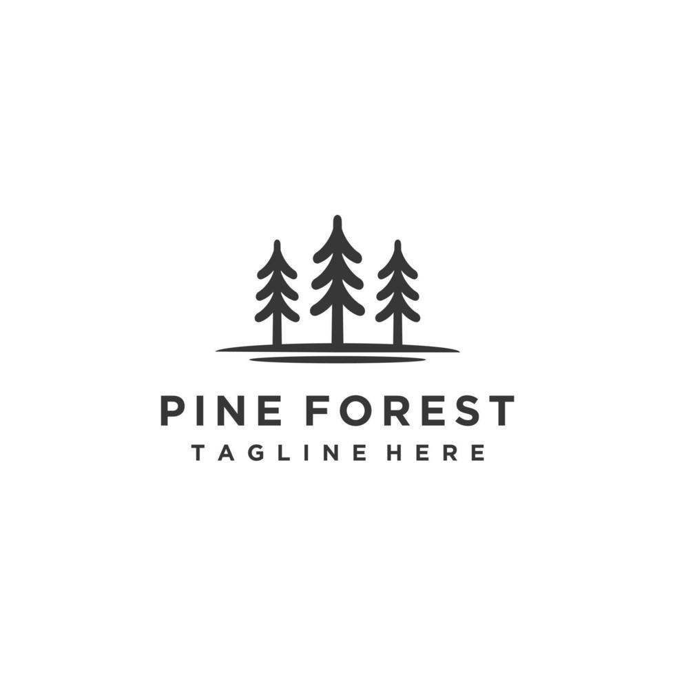 pin arbres forêt vintage hipster dessin au trait minimaliste logo design vecteur icône