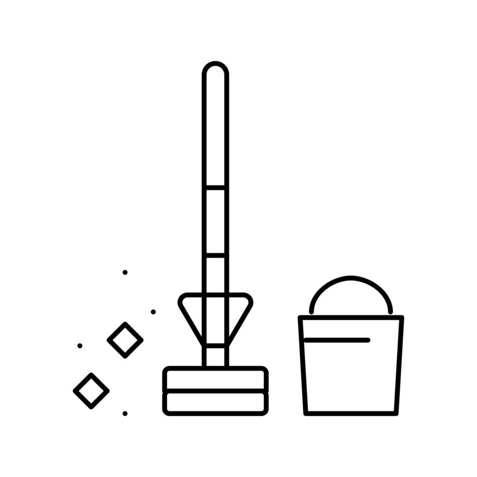 illustration vectorielle de l'icône de la ligne de la vadrouille et du seau vecteur