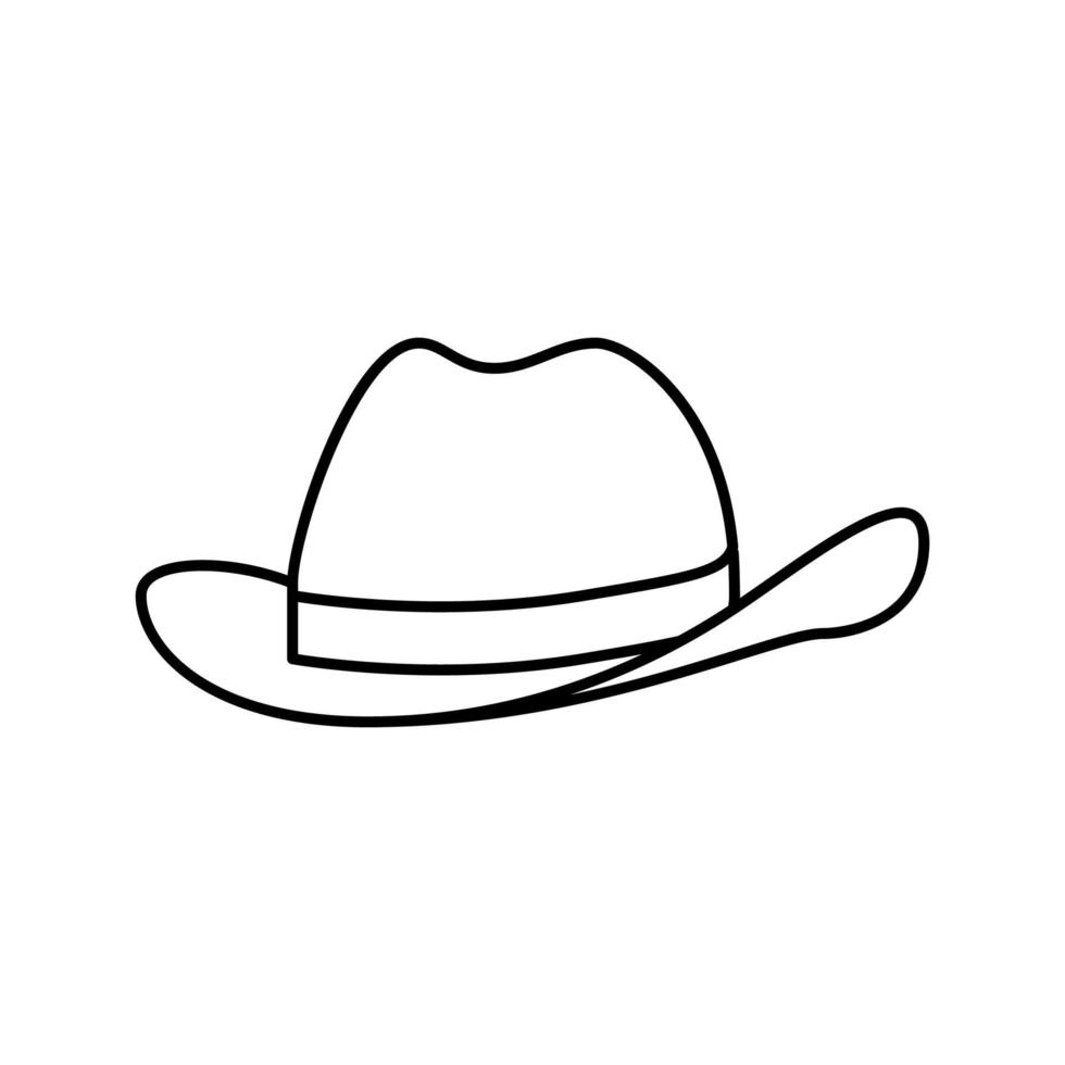 chapeau, cowboy, ligne, icône, vecteur, illustration vecteur