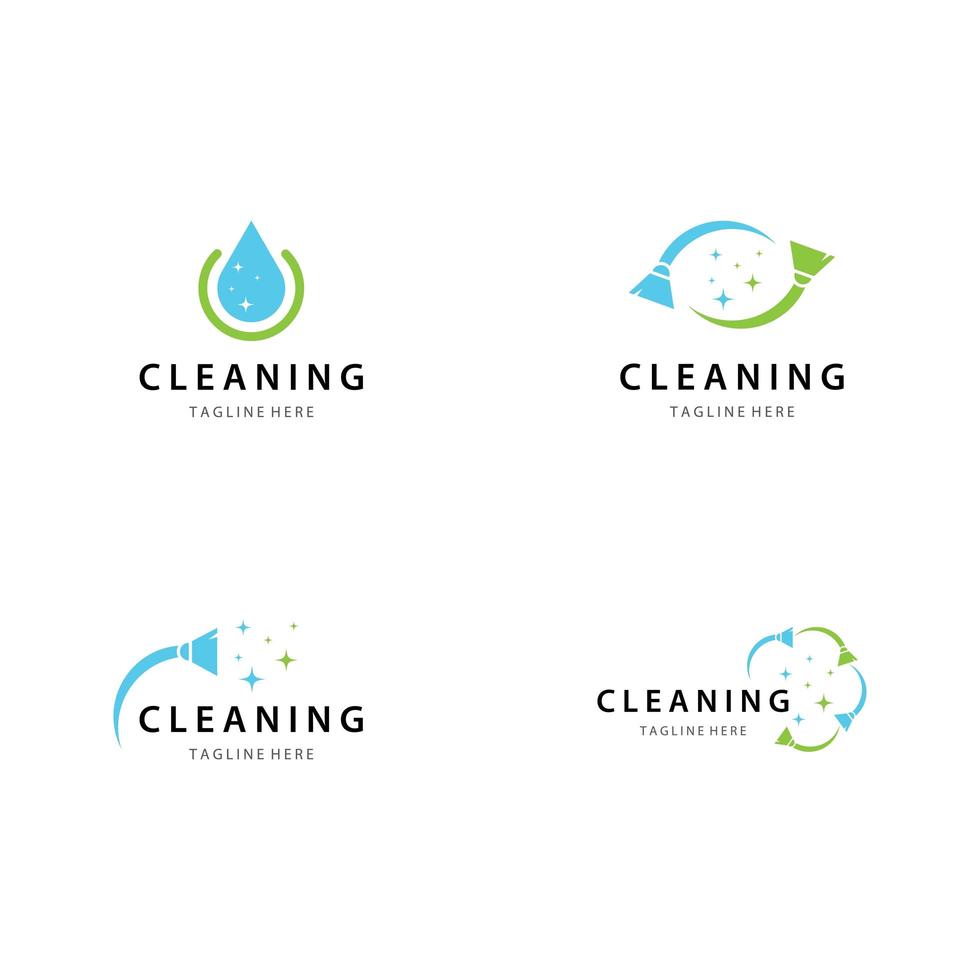jeu d'icônes de logo de nettoyage vecteur