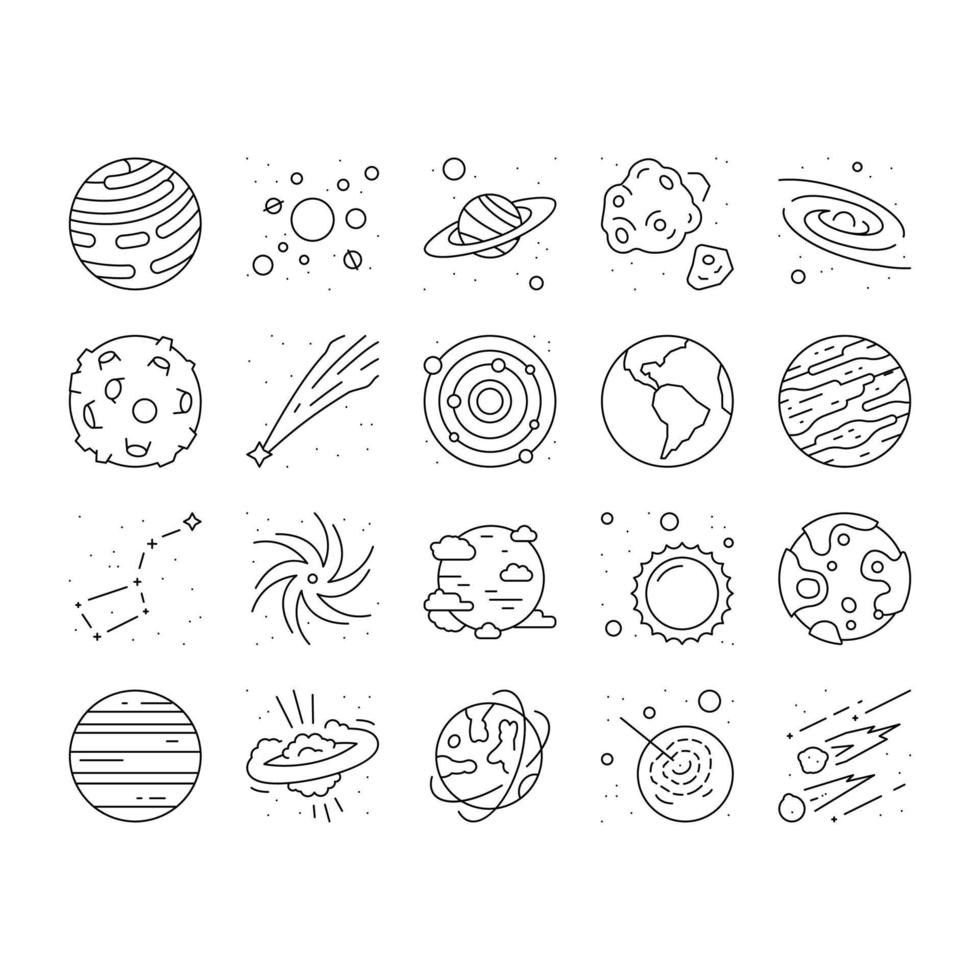 galaxie système espace collection icônes définies vecteur