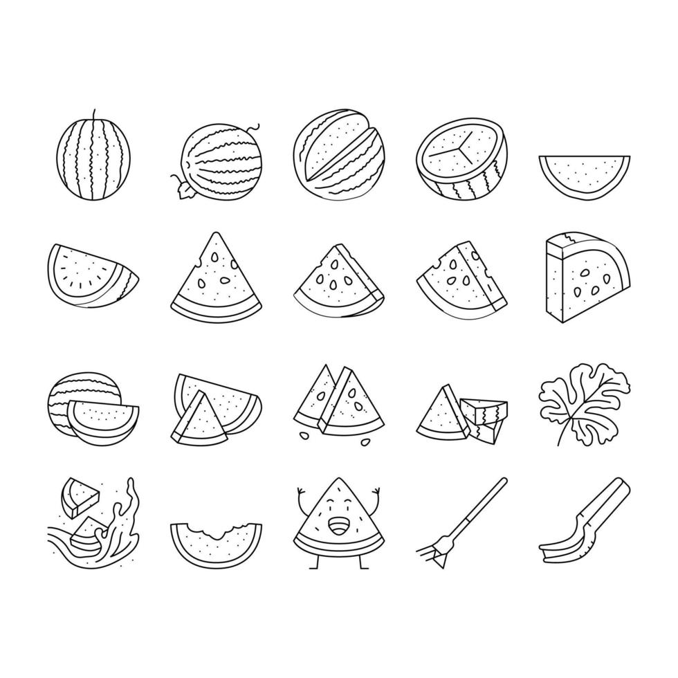icônes de tranche de fruits d'été pastèque set vector