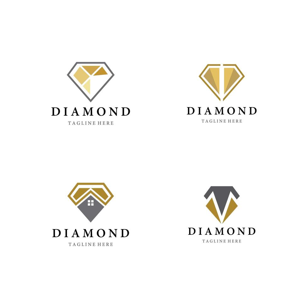 jeu d'icônes de logo diamant vecteur