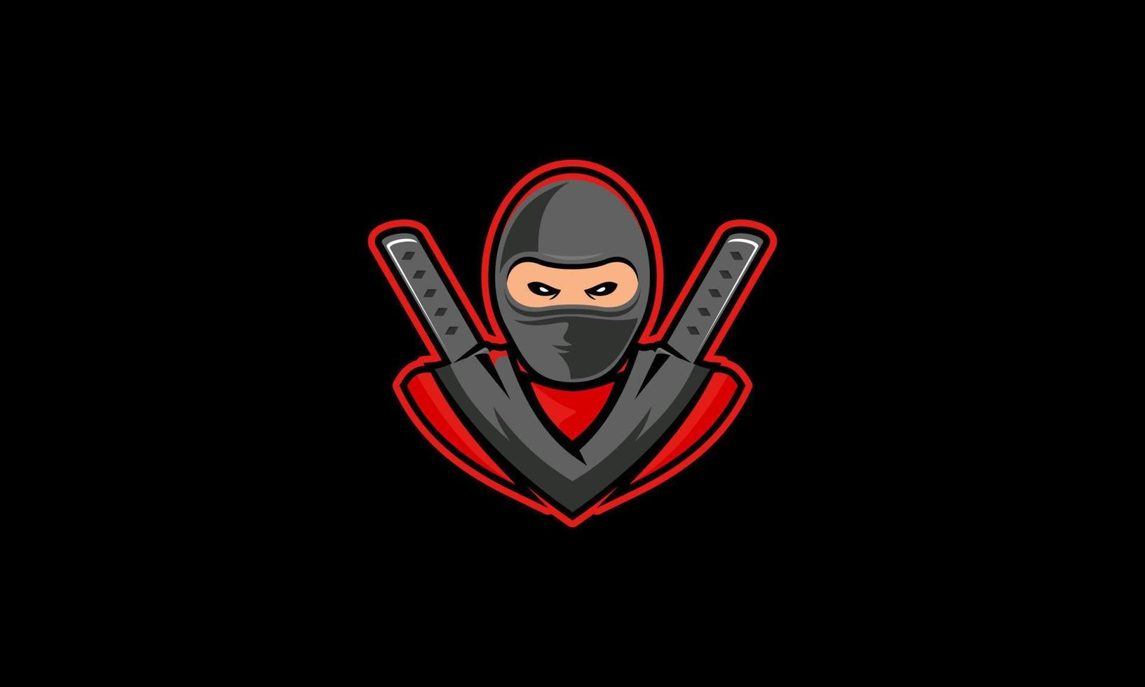 personnage de mascotte de logo ninja vecteur