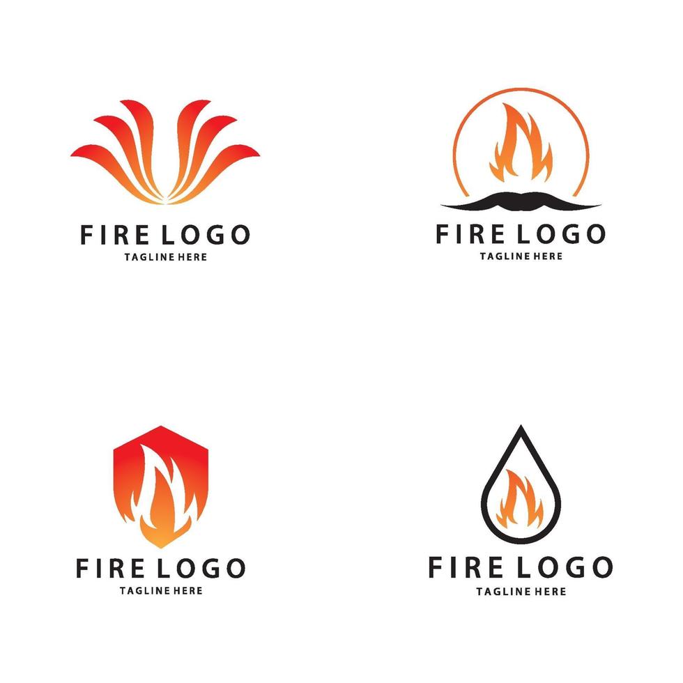 jeu d'icônes de logo flamme vecteur