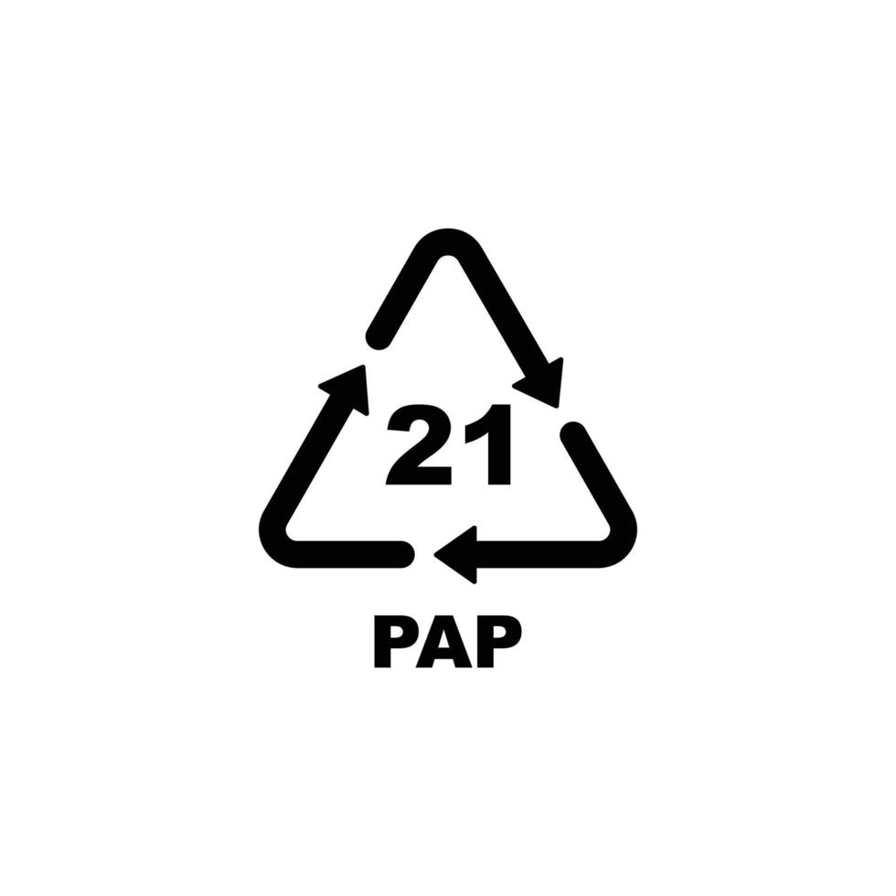symbole du code de recyclage du plastique. symbole de recyclage de pap pour le plastique, vecteur d'icône plate simple