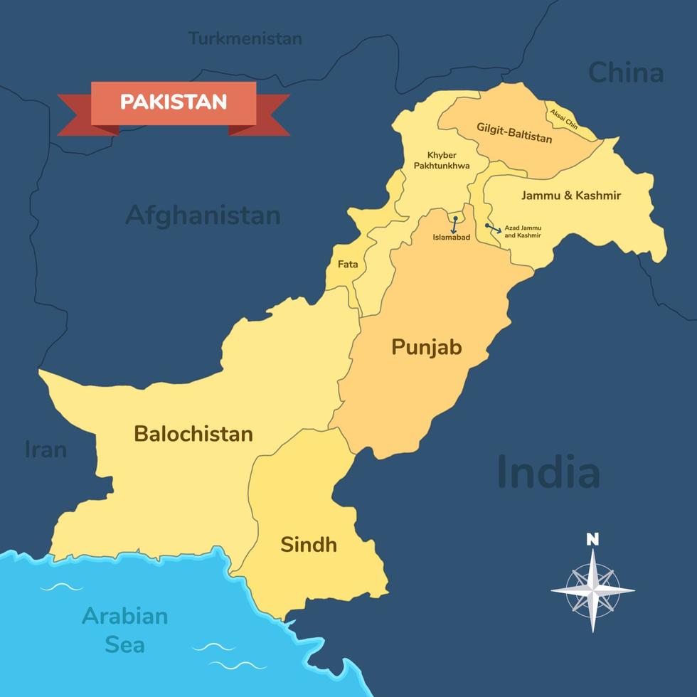 carte de la région du pakistan vecteur
