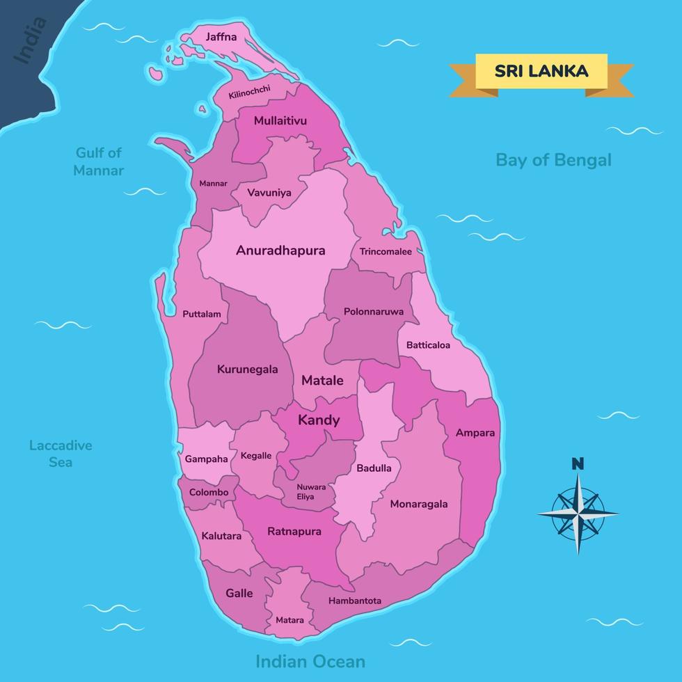 carte de la région du sri lanka vecteur