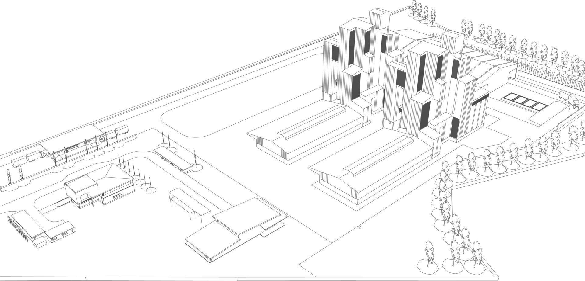 3d illustration du projet de construction vecteur