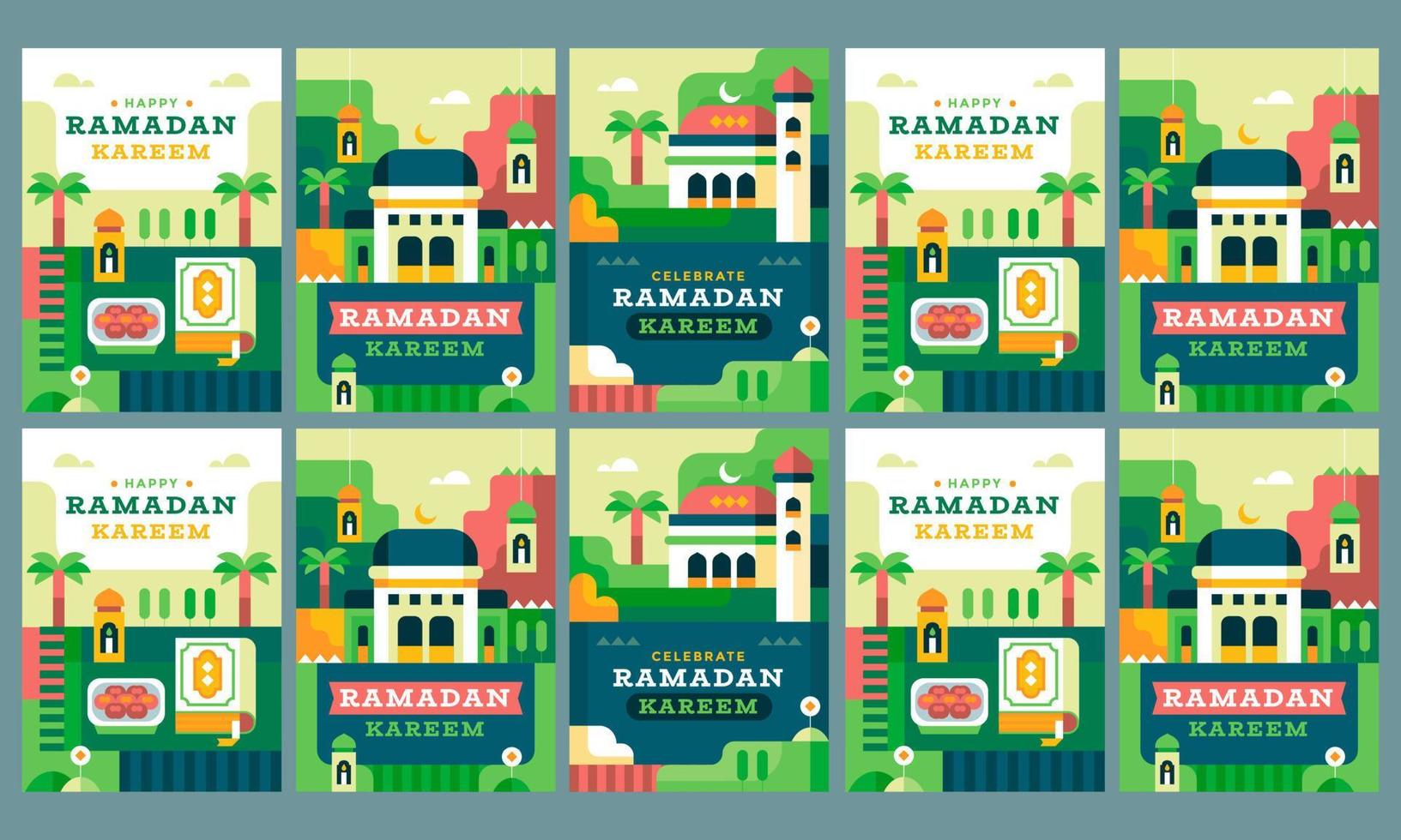 ramadan kareem célébration 2023 médias conception de modèles d'histoires sociales vecteur