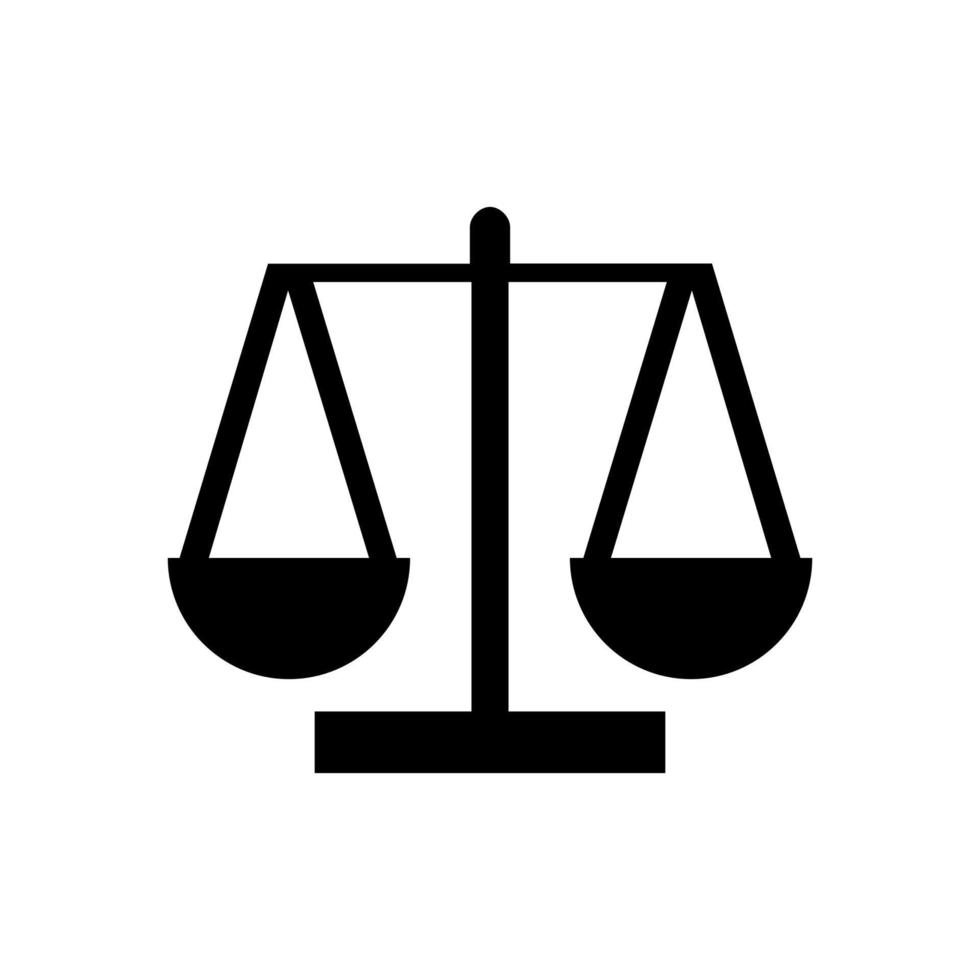 échelle de la justice icône logo vectoriel sur fond blanc