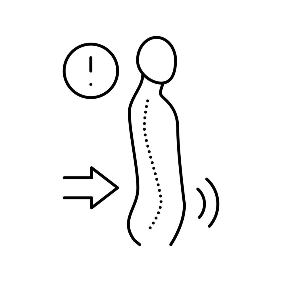 illustration vectorielle de l'icône de la ligne de la maladie de la lordose vecteur