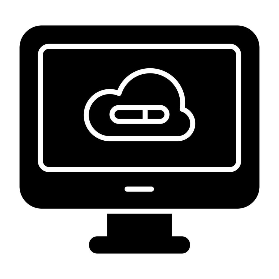 icône de téléchargement premium de l'ordinateur cloud vecteur