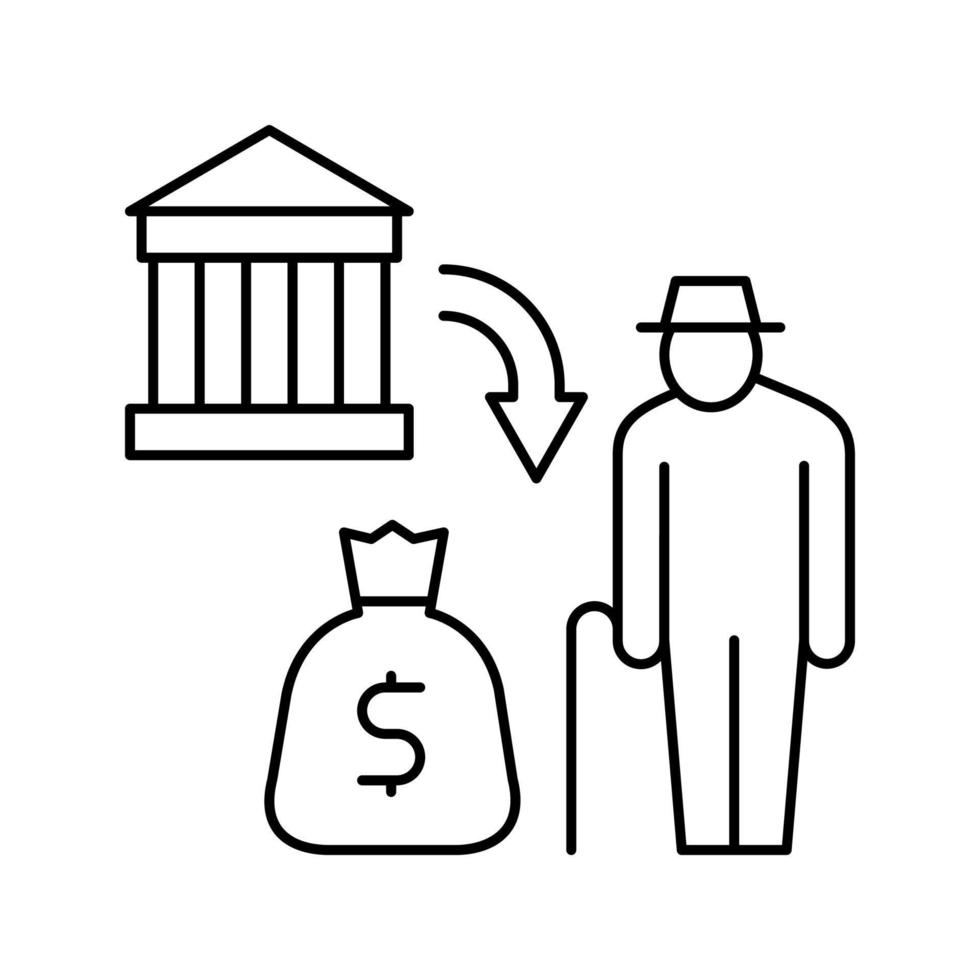 illustration vectorielle de l'icône de la ligne des prestations de retraite vecteur