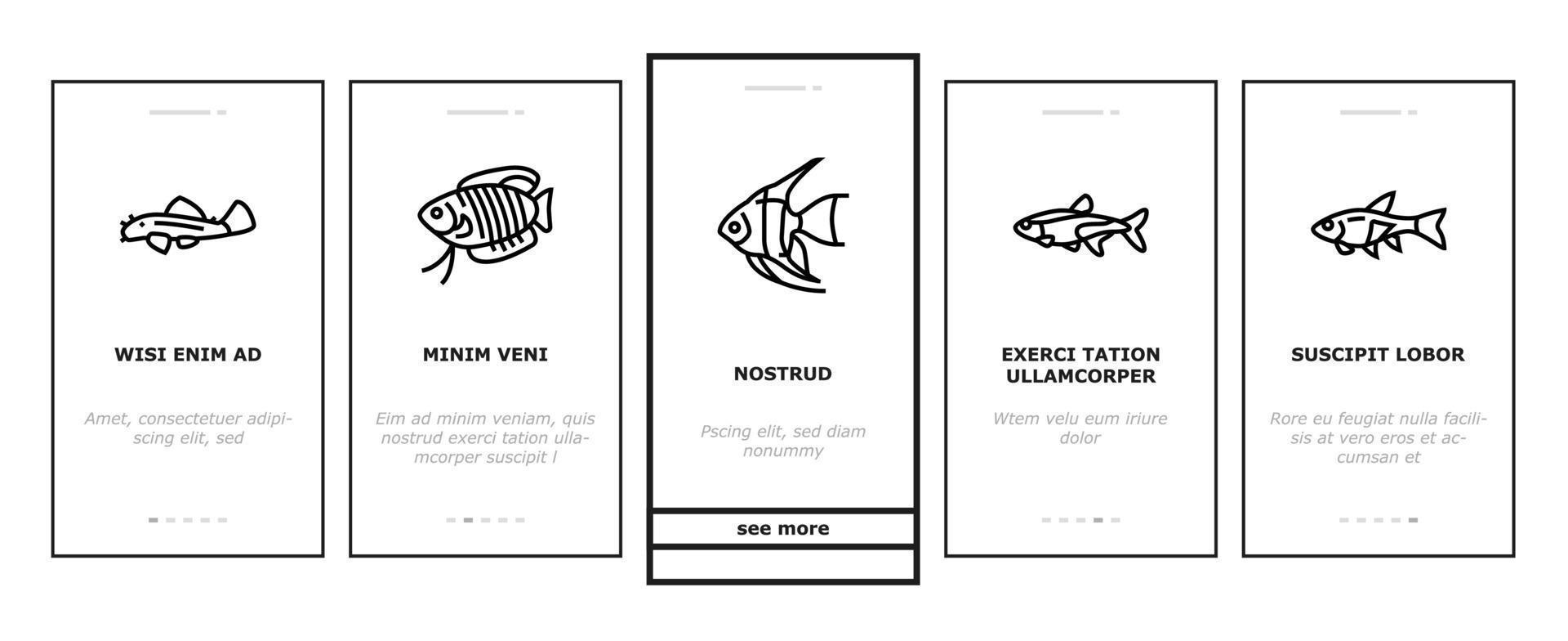 poissons d'aquarium icônes d'embarquement d'animaux tropicaux set vector