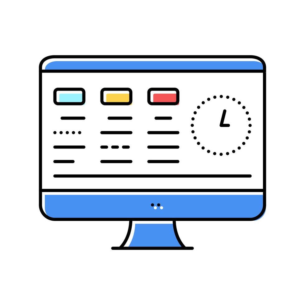 tâches sur l'illustration vectorielle de l'icône couleur de l'écran de l'ordinateur vecteur