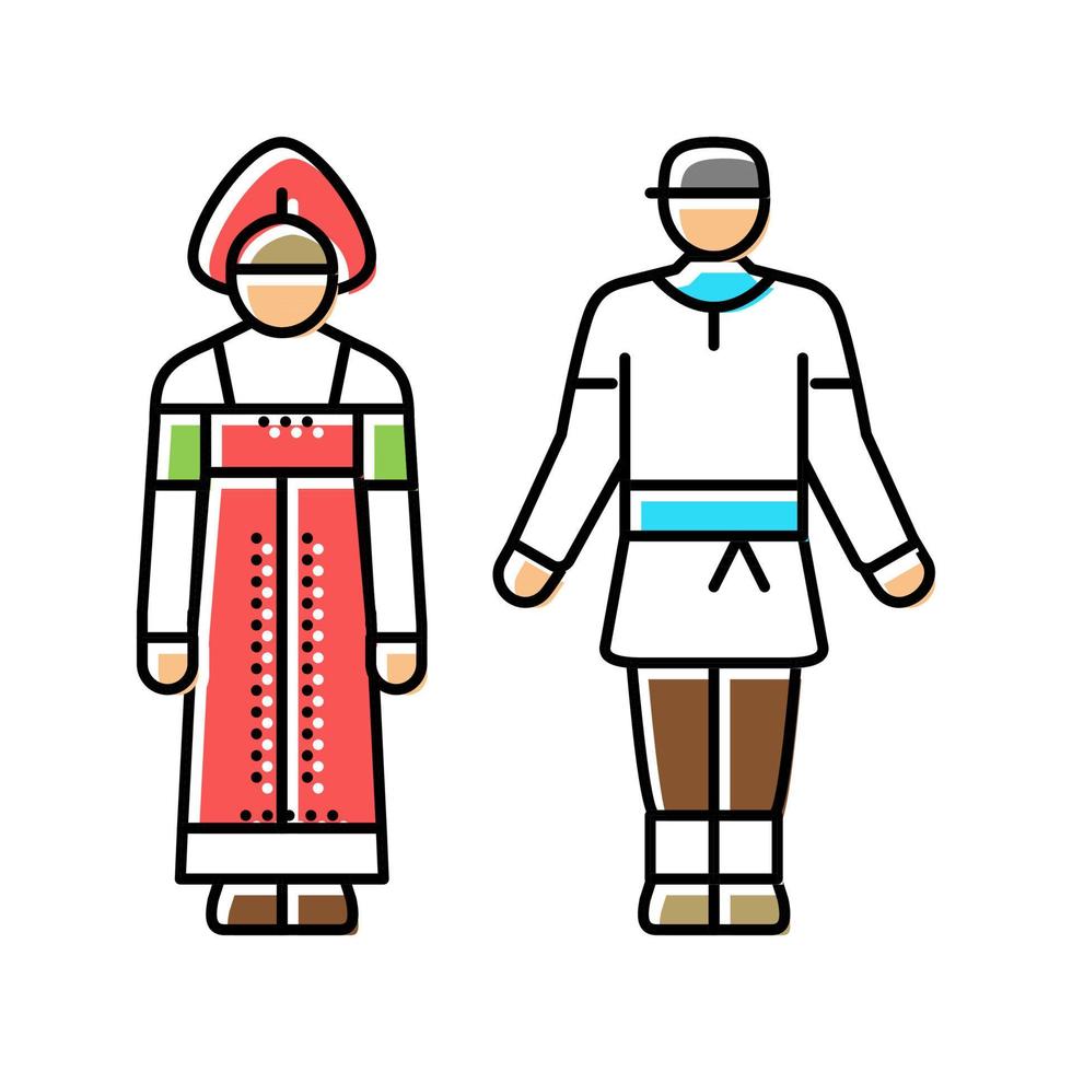 icône de couleur de vêtements nationaux russes illustration vectorielle vecteur