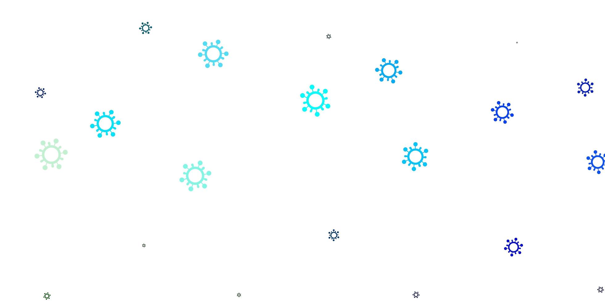 modèle vectoriel bleu clair et vert avec des éléments de coronavirus.