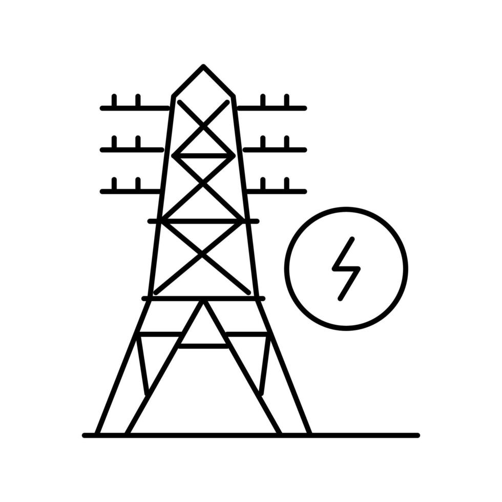 tour électrique ligne icône vector illustration noire