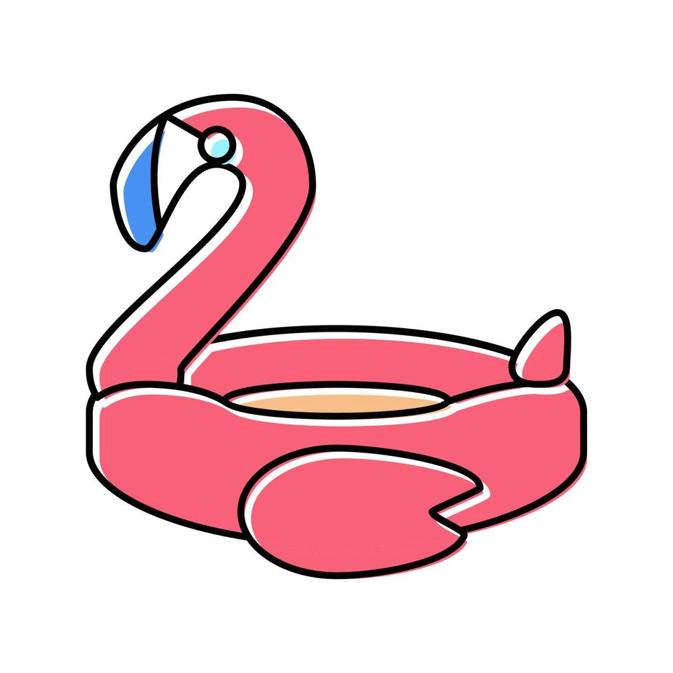 illustration vectorielle de l'icône de couleur de matelas gonflable flamingo vecteur