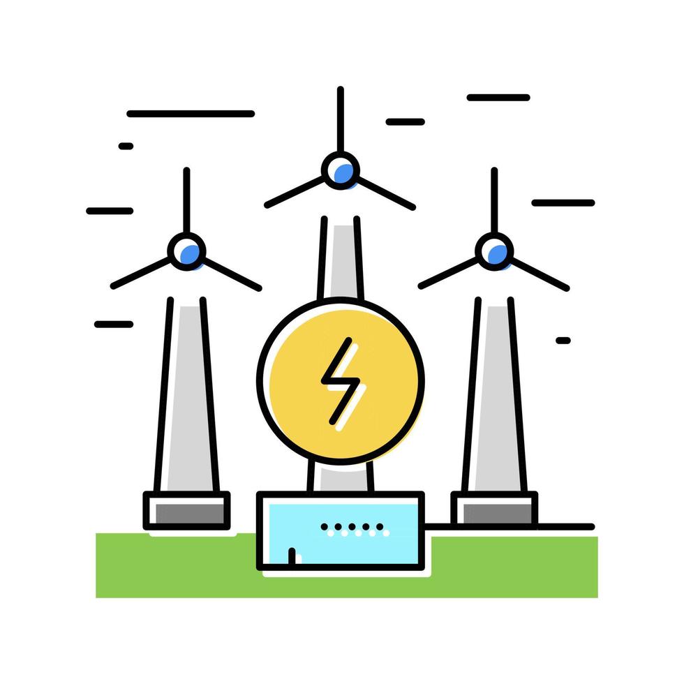 illustration vectorielle d'icône de couleur de construction d'électricité éolienne vecteur