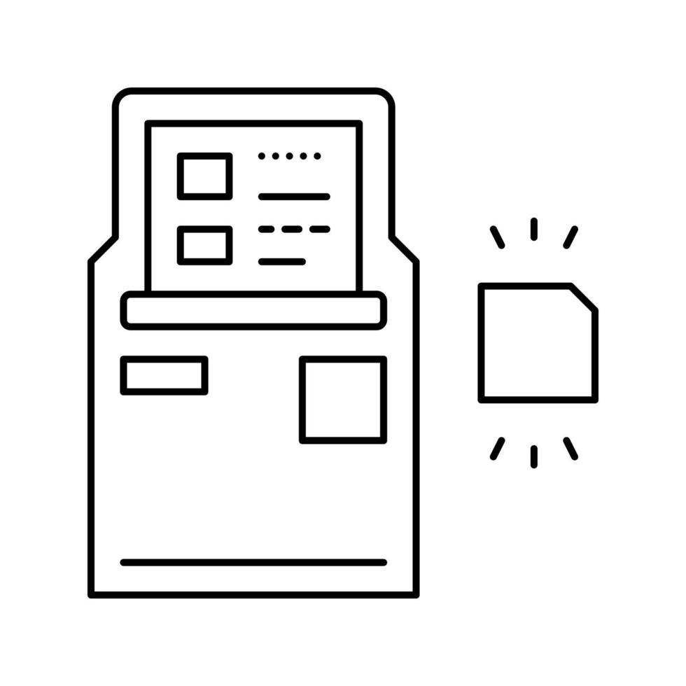 distributeur automatique de billets avec illustration vectorielle d'icône de ligne de technologie rfid vecteur