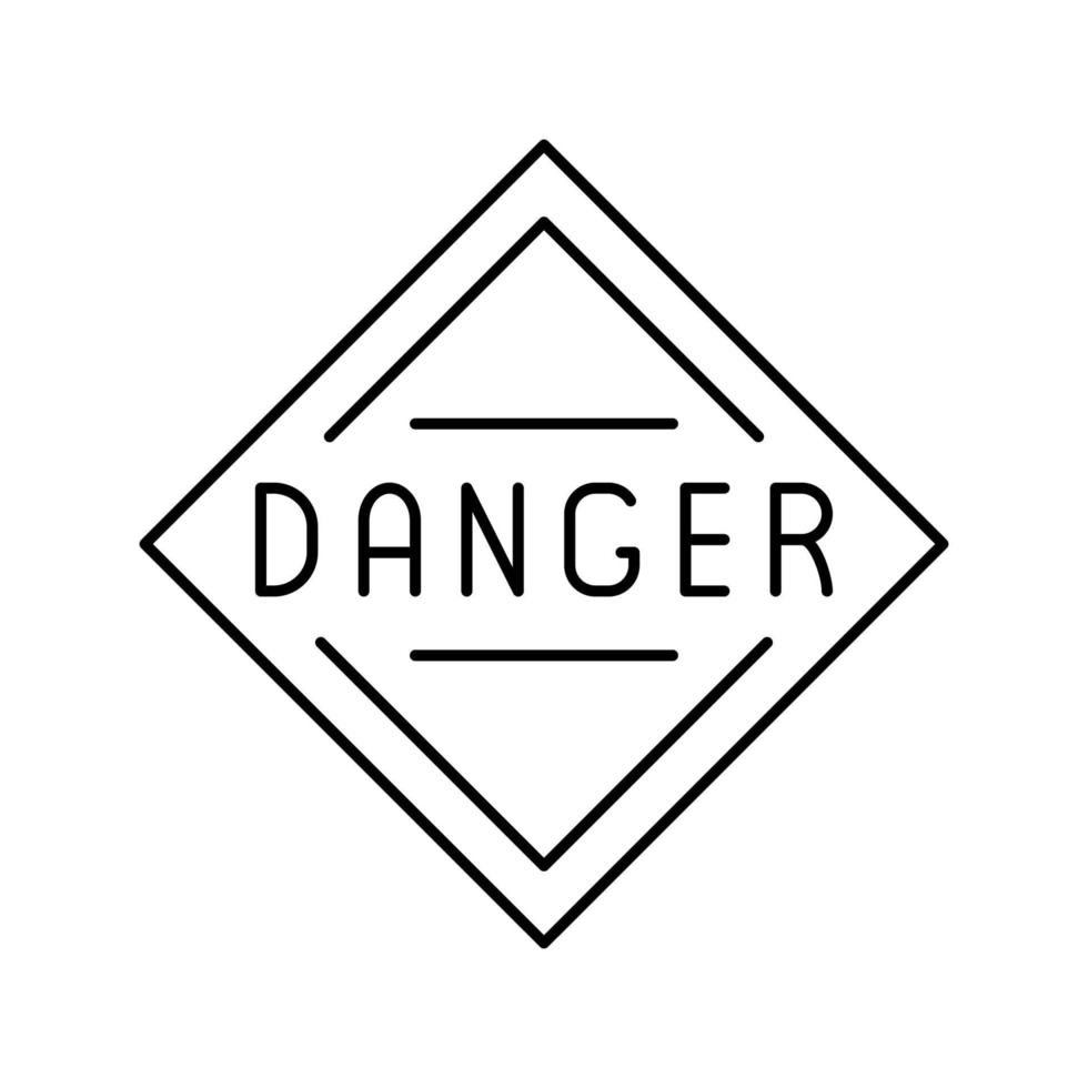 danger, signe, ligne, icône, vecteur, illustration vecteur