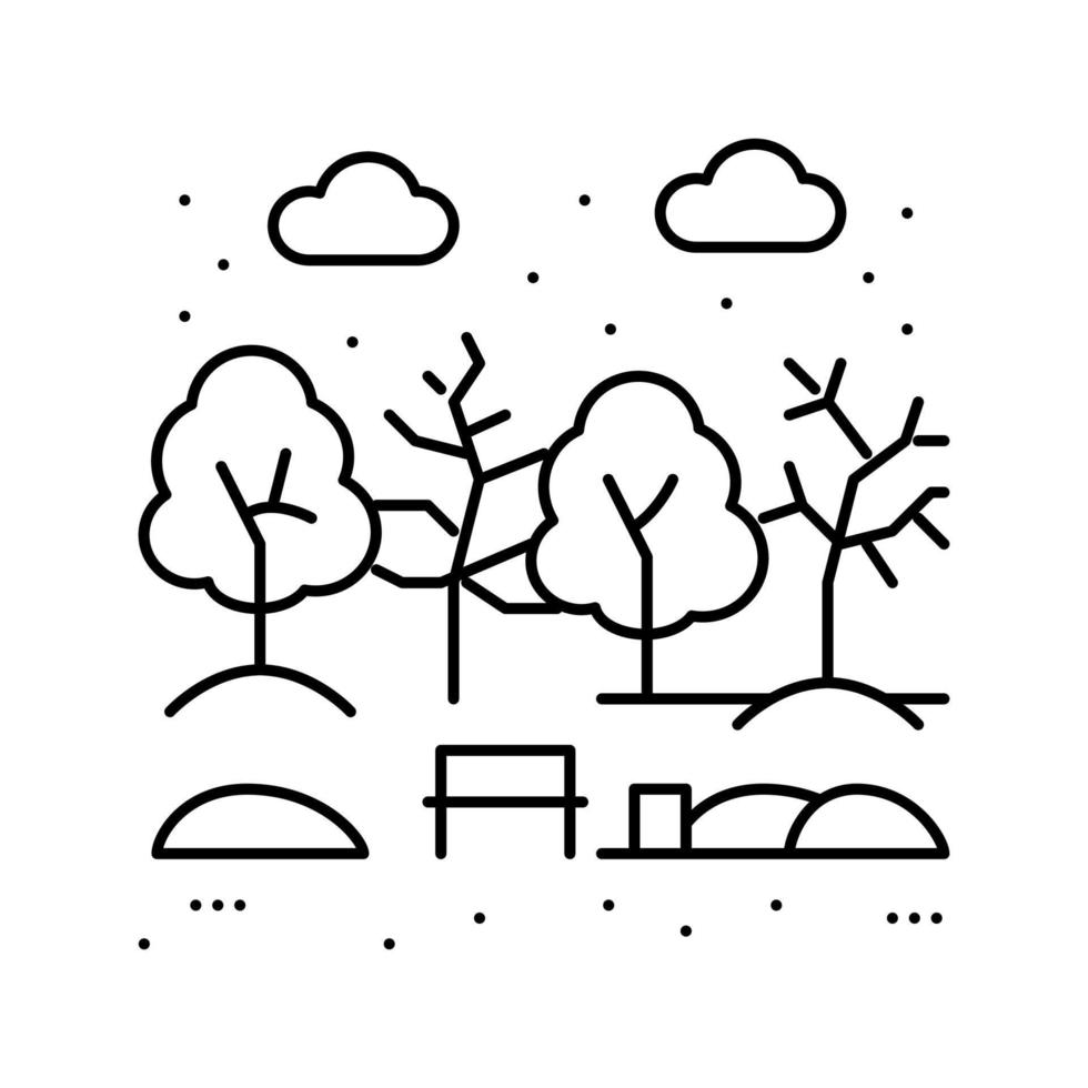 illustration vectorielle d'icône de ligne de parc d'hiver vecteur