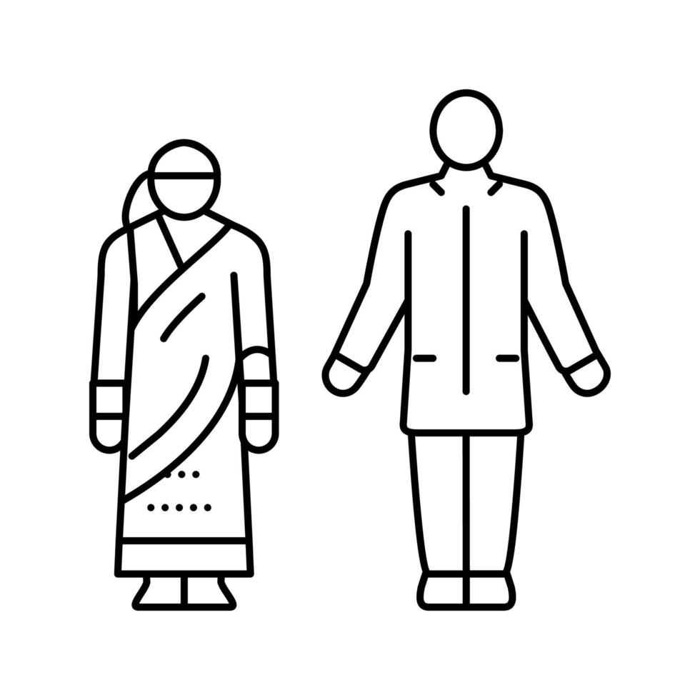 illustration vectorielle de l'icône de la ligne de vêtements nationale de l'inde vecteur