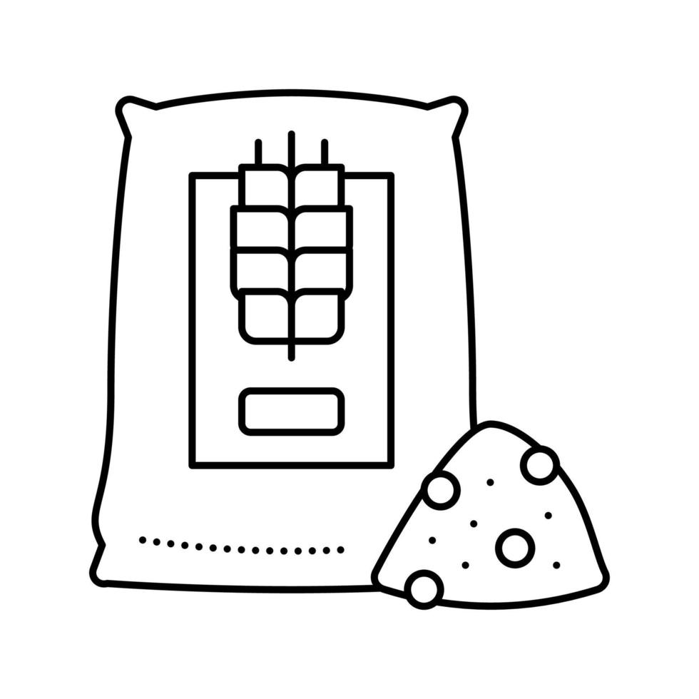 illustration vectorielle d'icône de ligne d'emballage de farine de grains entiers vecteur