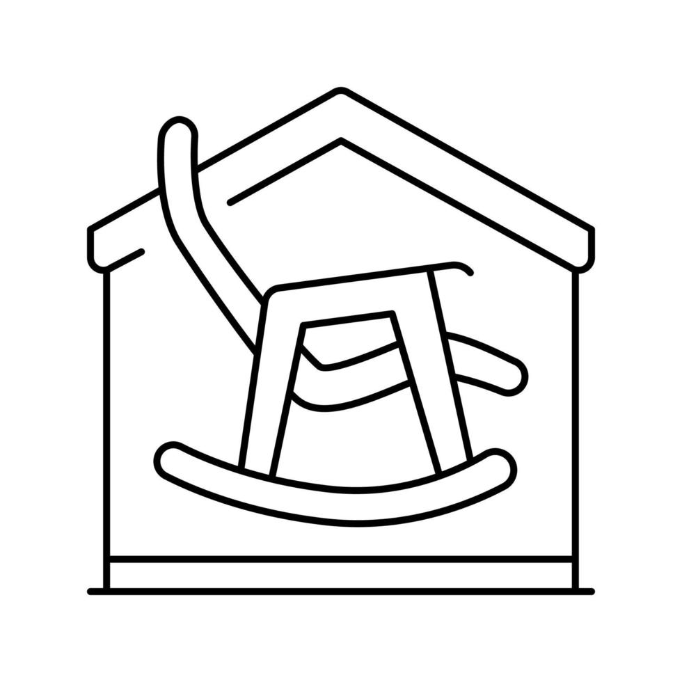 fauteuil à bascule dans l'illustration vectorielle de l'icône de la ligne de la maison vecteur