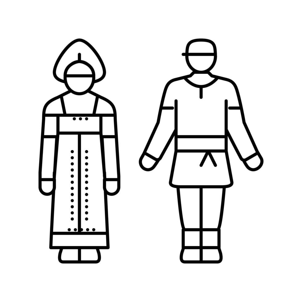 illustration vectorielle de l'icône de la ligne de vêtements nationale russe vecteur