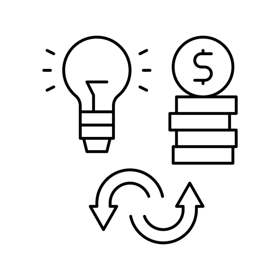 idée d'illustration vectorielle d'icône de ligne de convertisseur d'argent vecteur