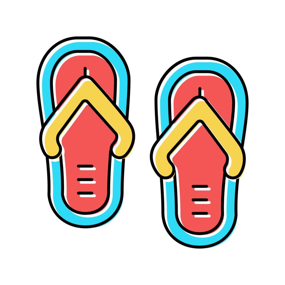 pantoufles chaussures d'été couleur icône illustration vectorielle vecteur