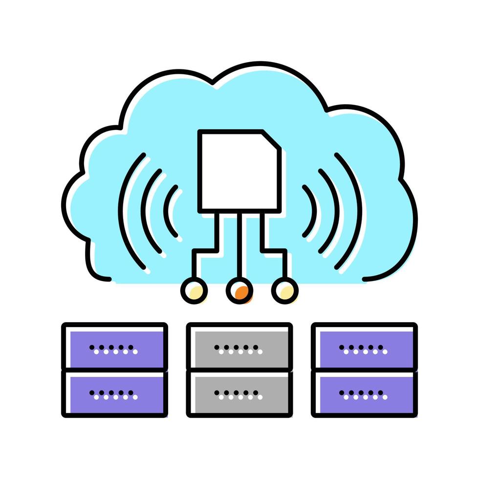 serveurs stockant les informations de l'illustration vectorielle de l'icône de couleur rfid vecteur