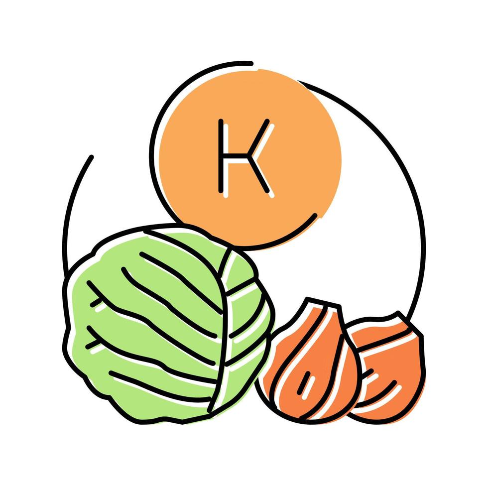 vitamine k dans l'illustration vectorielle de l'icône de couleur végétale vecteur