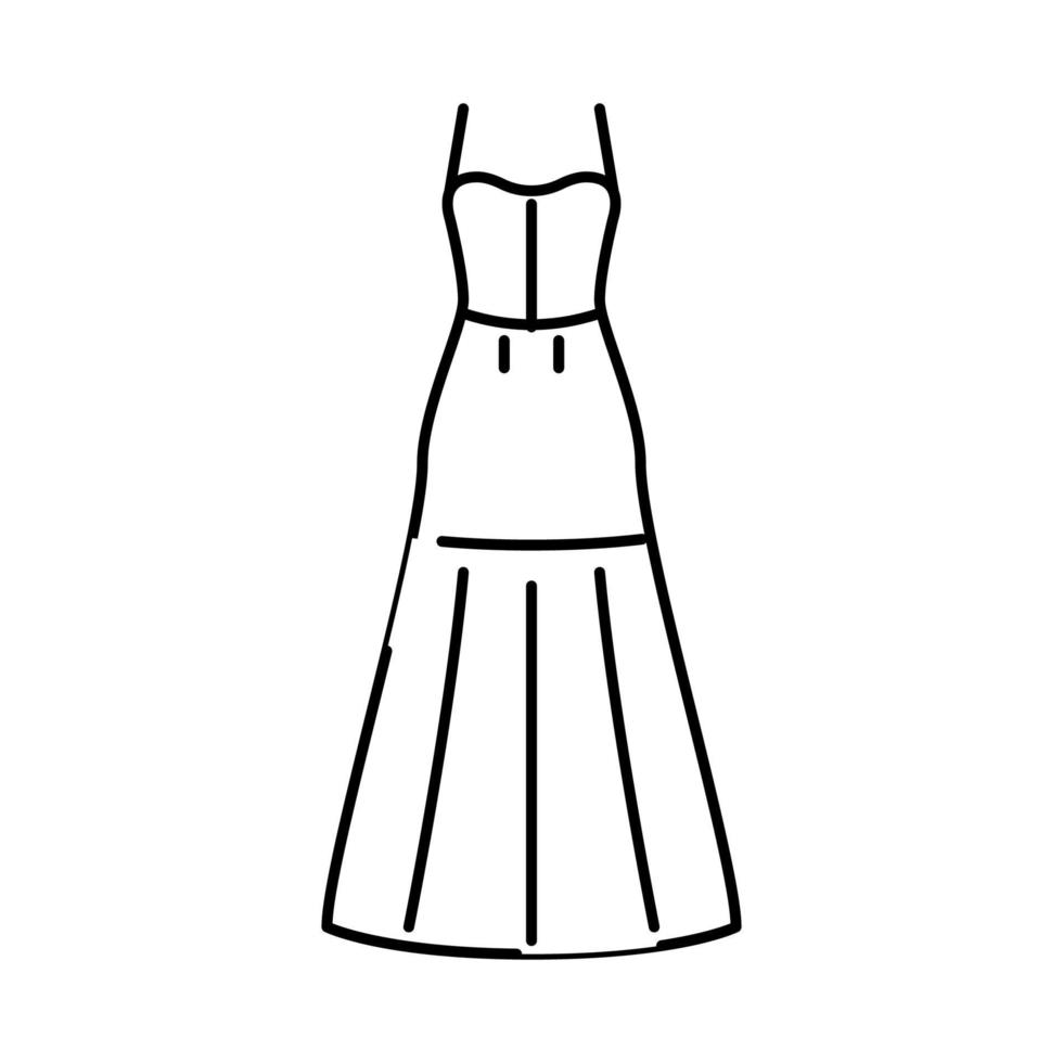illustration vectorielle de l'icône de la ligne de robe de mariée à bretelles spaghetti vecteur