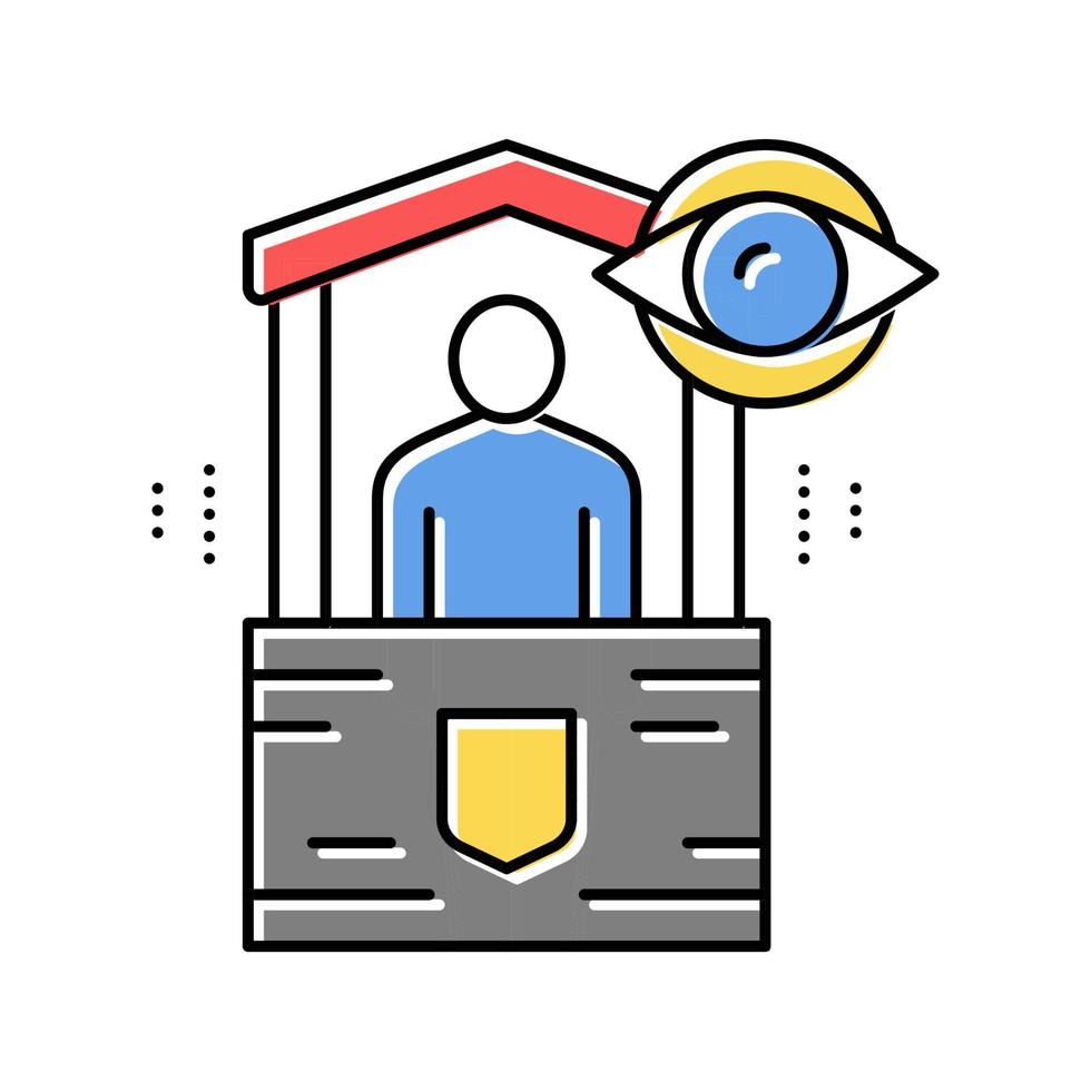 illustration isolée de vecteur d'icône de couleur de poste de sécurité