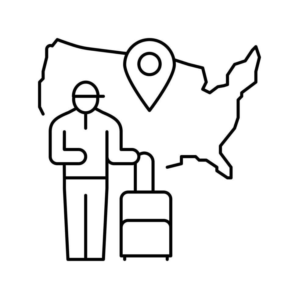 illustration vectorielle de l'icône de la ligne de tourisme américain vecteur