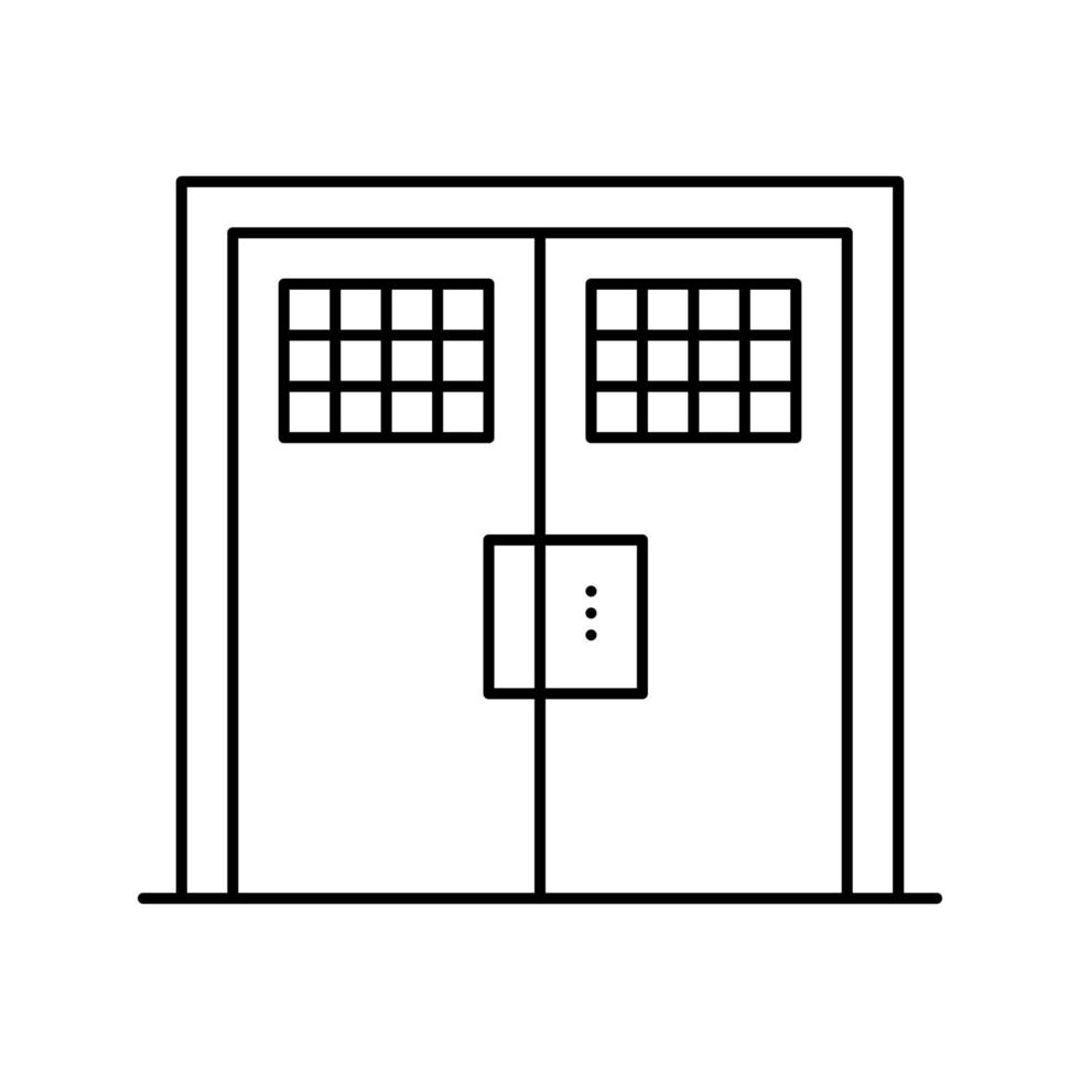 illustration vectorielle d'icône de ligne de porte de prison double métallique vecteur