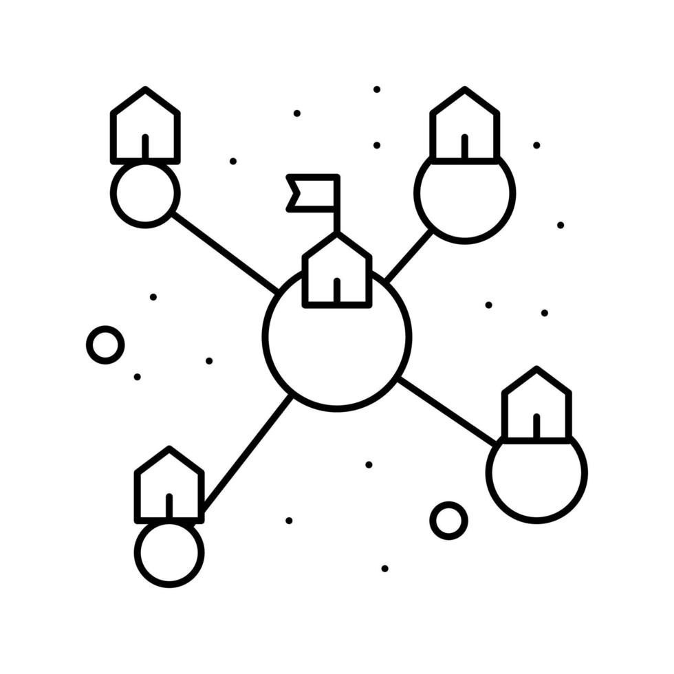 planètes colonisation et transport communication ligne icône illustration vectorielle vecteur