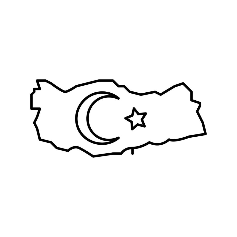 turquie pays carte drapeau ligne icône illustration vectorielle vecteur